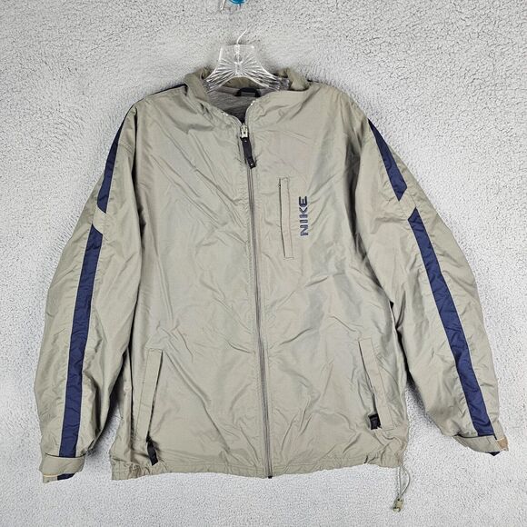 Nike Jacket Mens Large Zip Up Windbreaker Track Lined Hood Y2K